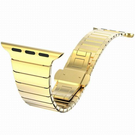 Curea iUni compatibila cu Apple Watch 1/2/3/4/5/6/7, 40mm, Link Bracelet, Otel Inoxidabil, Gold