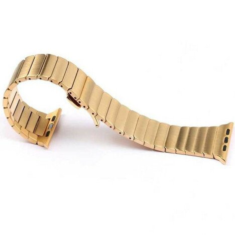 Curea iUni compatibila cu Apple Watch 1/2/3/4/5/6/7, 40mm, Link Bracelet, Otel Inoxidabil, Gold